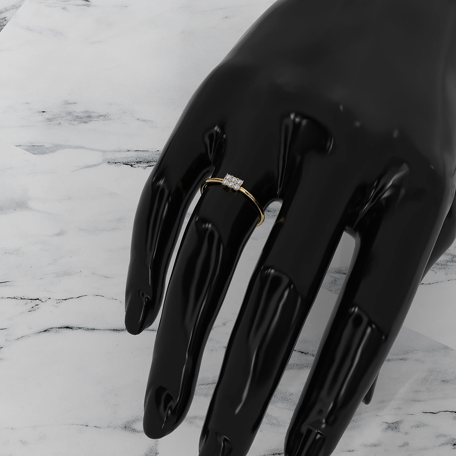 Slim Minimalist Rectangle Shape Lab Diamond Engagement Ring 0.11ctw.